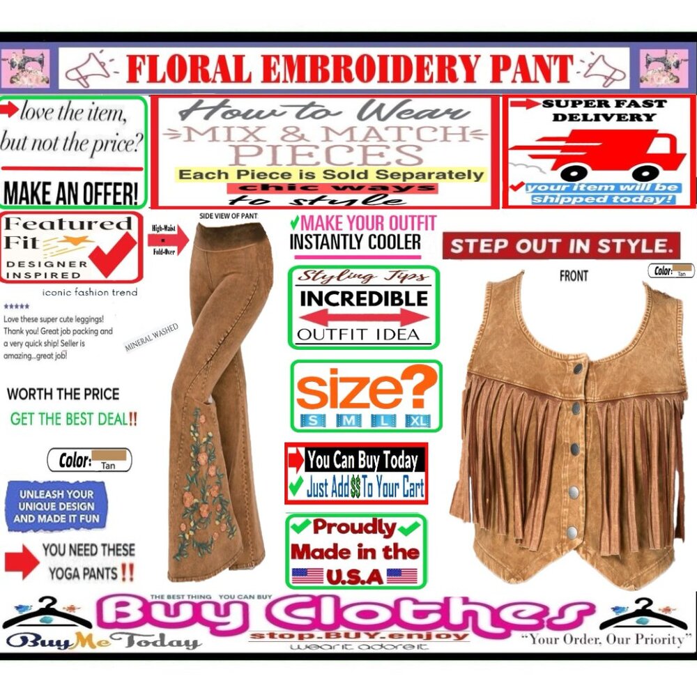 ๐ BOTTOM Fold Embroidery ๐ FLORAL โ LEGGING PANT Waist FLARE Wash ๐ธ BUY NOWโ - Picture 3 of 16